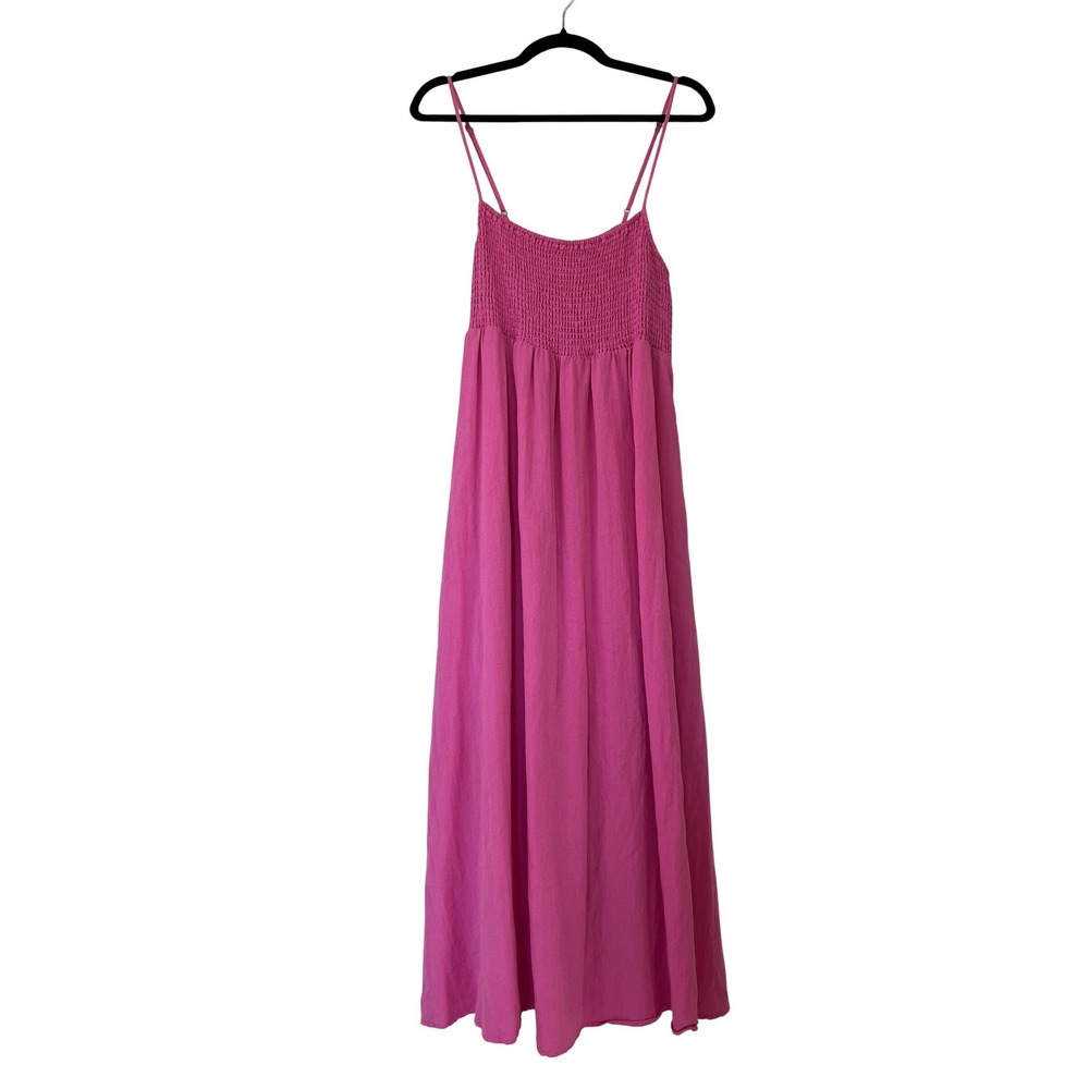 Z Supply Fuchsia Maxi Dress with Smocked Bodice and Double Straps